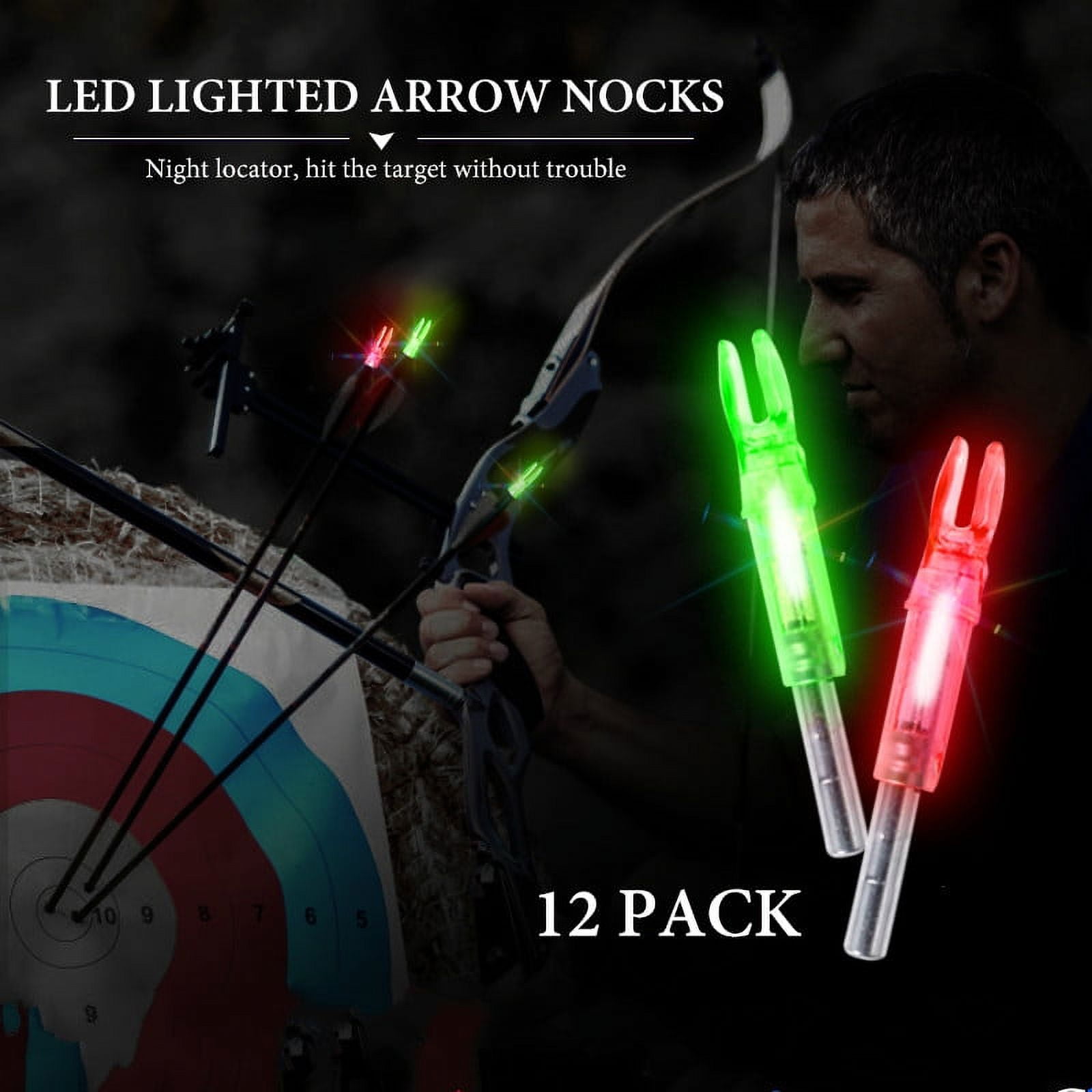 12Pcs Lighted Nocks,Automatically LED Archery Arrows Nock 6.20mm Inside ...