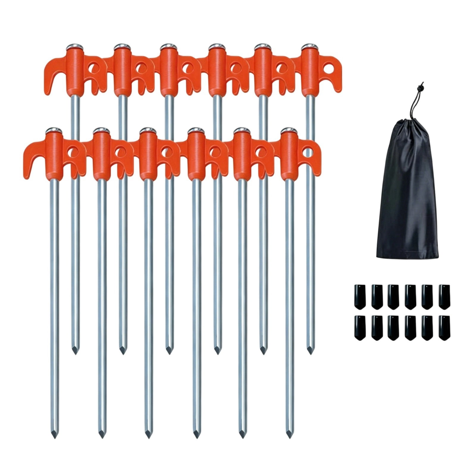 12Pcs Long Tent Peg Carbon Steel Tents Stakes Peg Firm Tent Hook Ground Anchors Outdoor Canopy Stake Camping Accessories