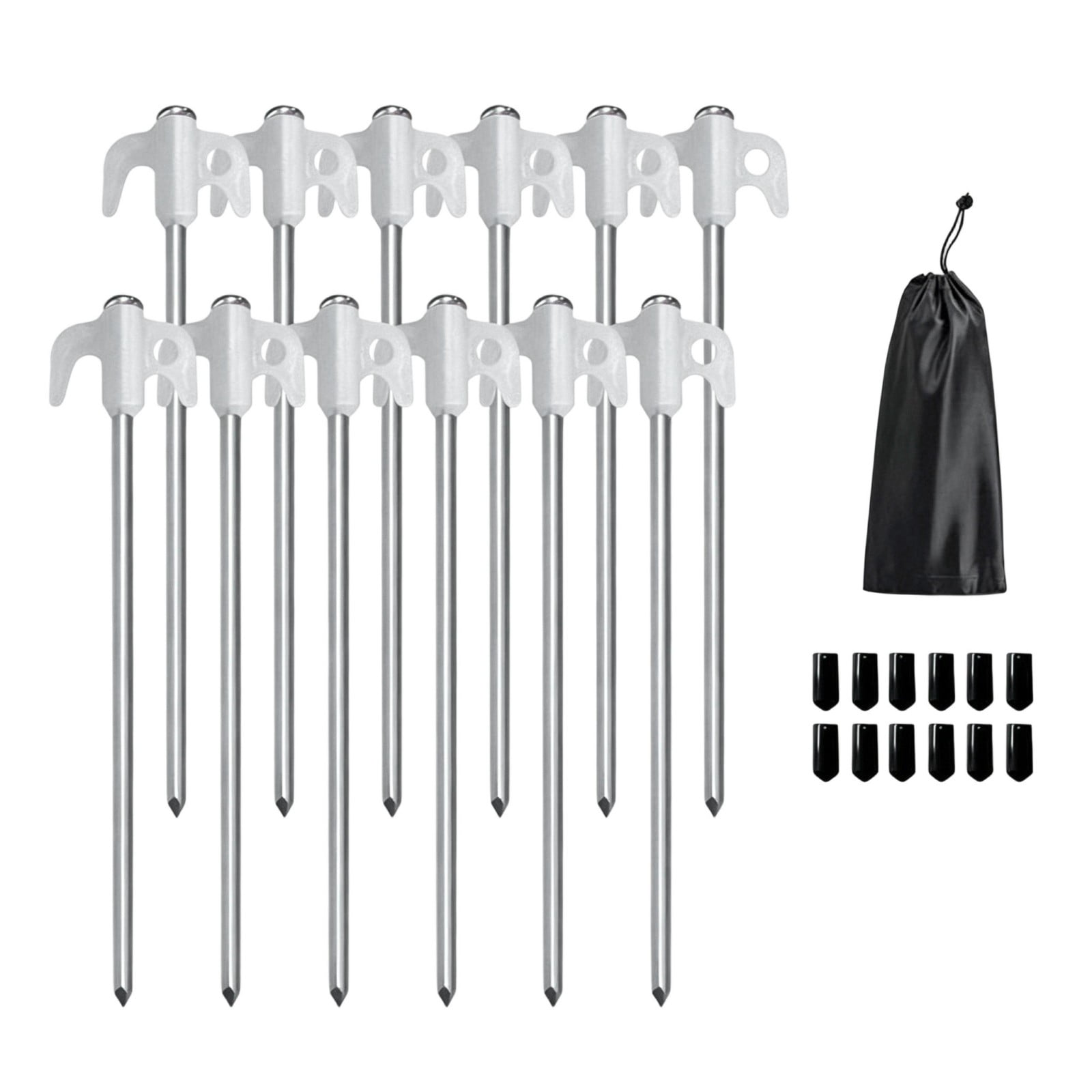 12Pcs Long Tent Peg Carbon Steel Tents Stakes Peg Firm Tent Hook Ground Anchors Outdoor Canopy Stake Camping Accessories