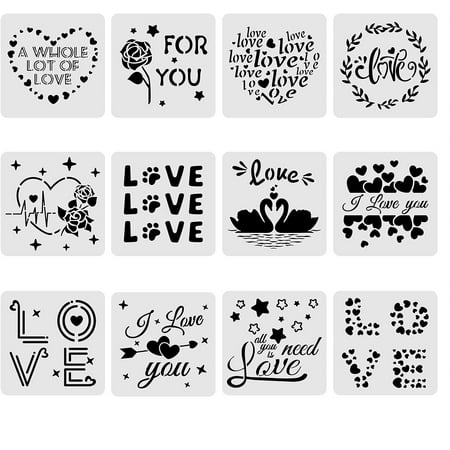 12Pcs Love Letter Stencils Stencil Templates 12“x12” Reusable Stencils