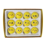 12Pcs Lovely Emotion Face Golfball Funny Yellow Practice Golfball Novelty Golfs for Men Women Golfers Enduring