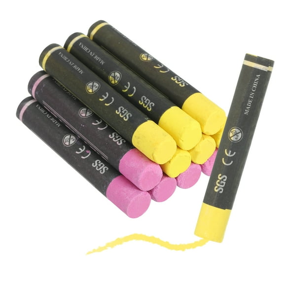 12Pcs Lumber Marking Crayons, 2.8" x 0.4" Round Wax Tire Marker Pen Drawing Crayons for Wood Metal(Yellow/Pink)