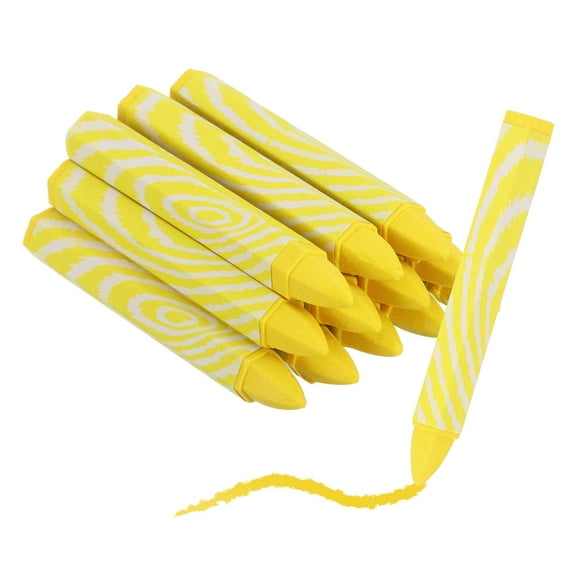 12Pcs Lumber Marking Crayons, 4.1" x 0.6" Hex Wax Tire Marker Pen Drawing Crayons for Wood Metal(Yellow)