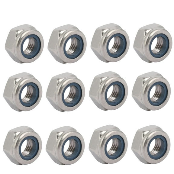 12Pcs M10 x 1.25mm Pitch Metric Fine Thread 304 Stainless Steel Hex Lock Nuts