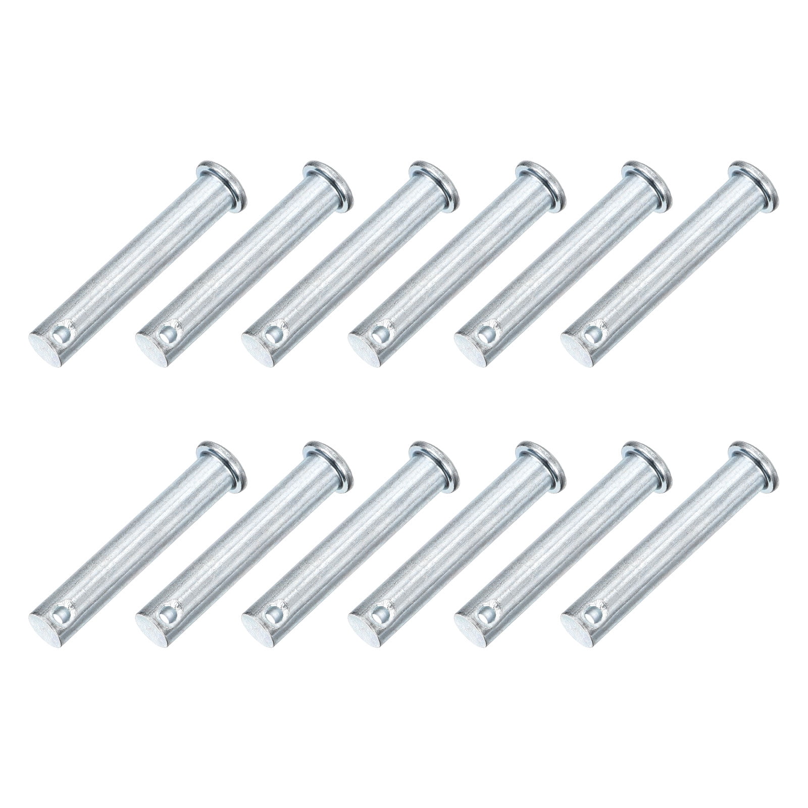 12Pcs M10 x 55mm Single Hole Clevis Pins, Zinc-Plated Carbon Steel Flat Head Pin