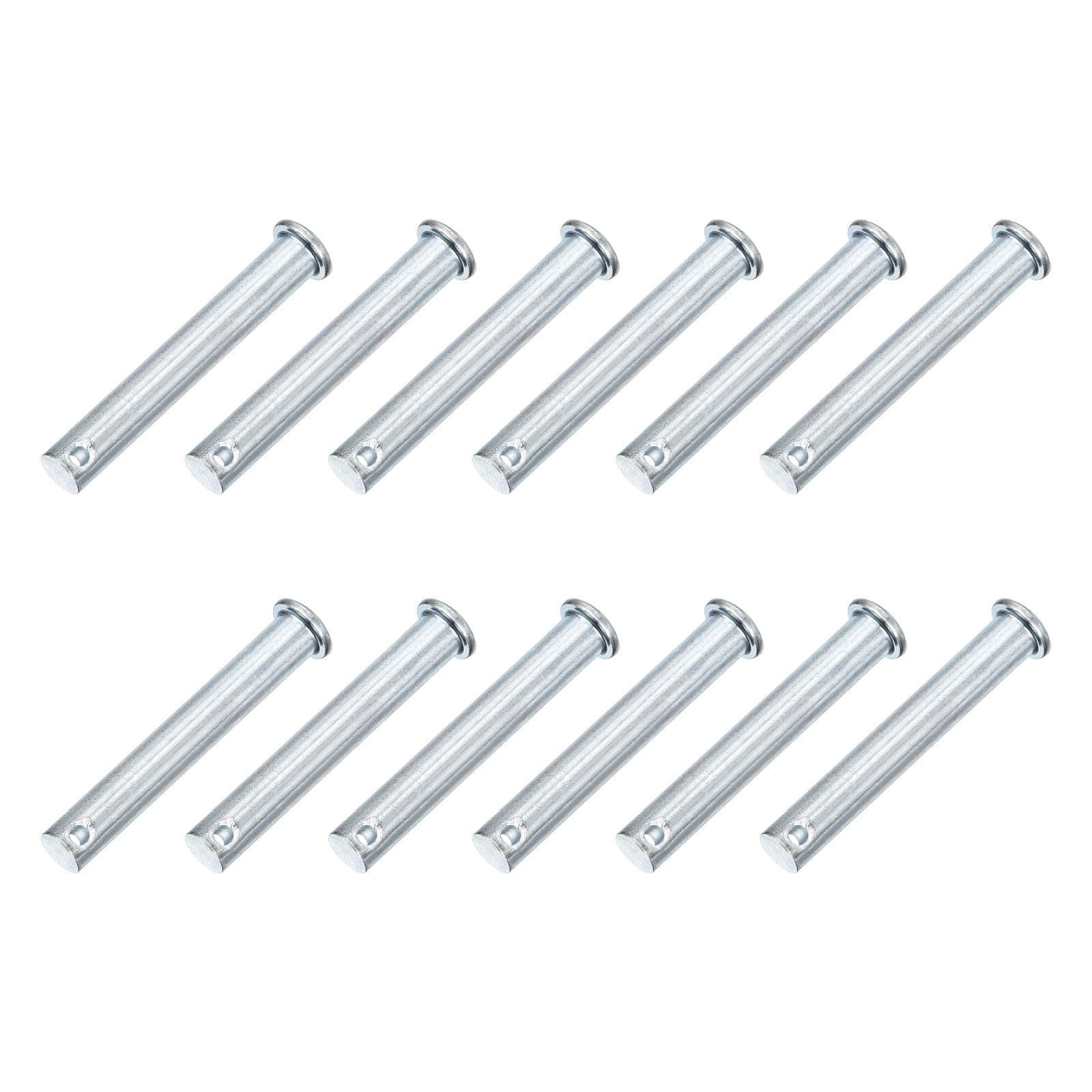12Pcs M10 x 65mm Single Hole Clevis Pins, Zinc-Plated Carbon Steel Flat Head Pin