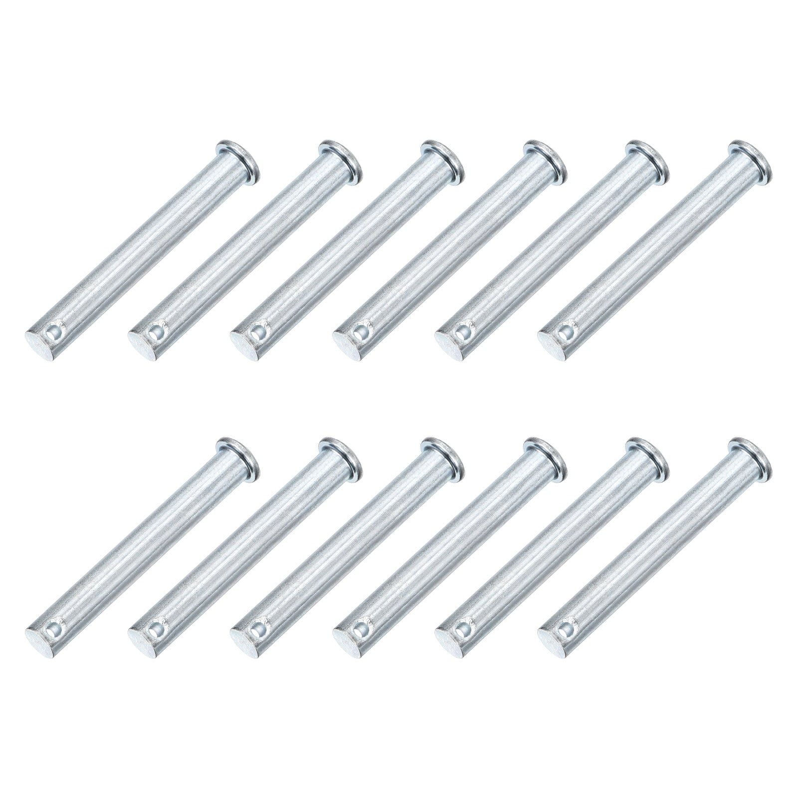12Pcs M10 x 70mm Single Hole Clevis Pins, Zinc-Plated Carbon Steel Flat Head Pin