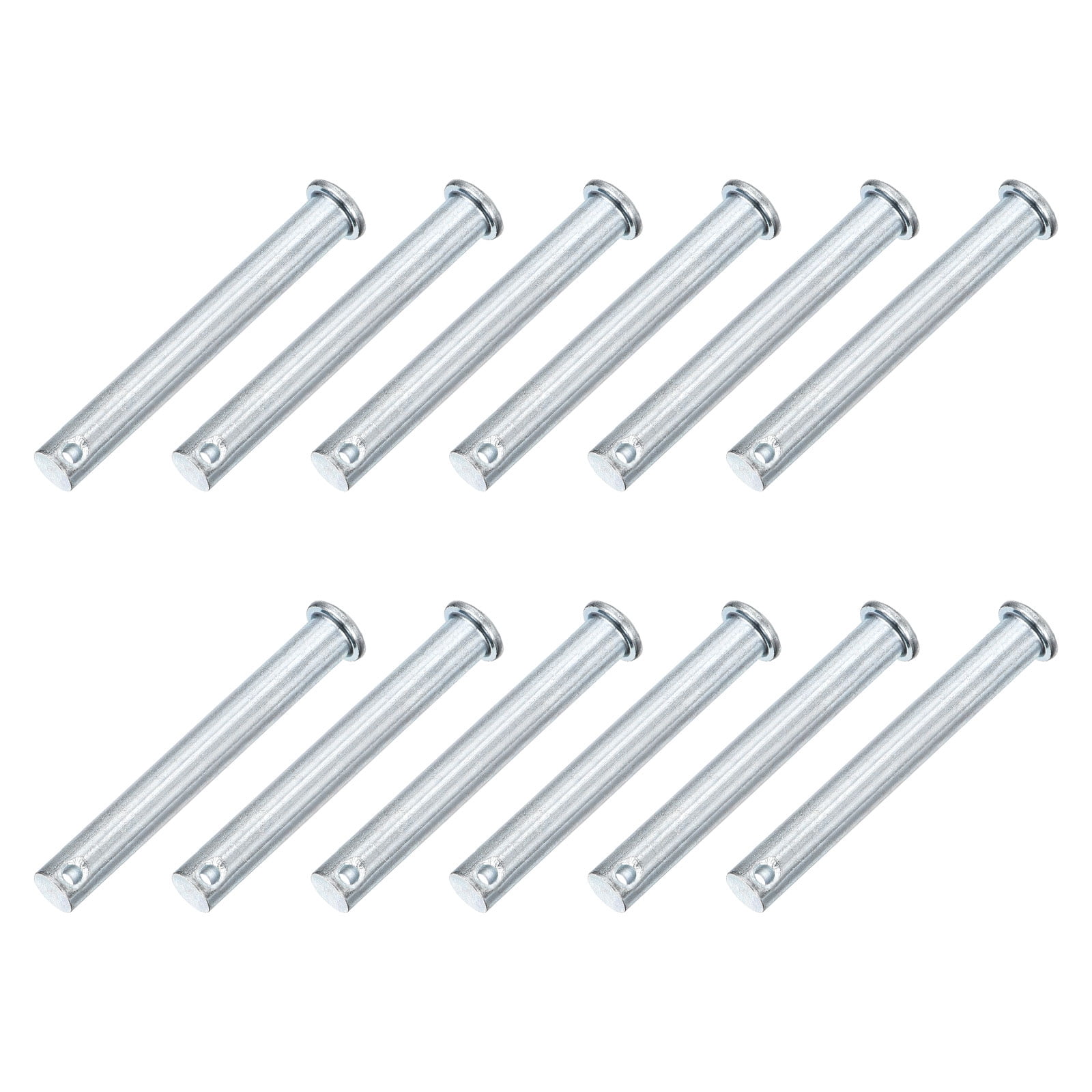 12Pcs M10 x 75mm Single Hole Clevis Pins, Zinc-Plated Carbon Steel Flat Head Pin