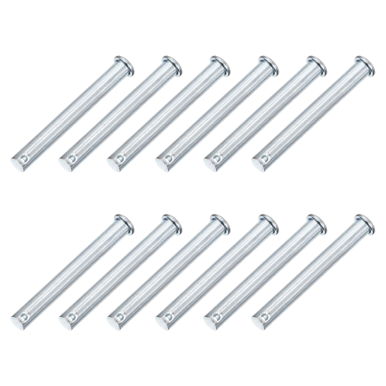 12Pcs M10 x 80mm Single Hole Clevis Pins, Zinc-Plated Carbon Steel Flat Head Pin