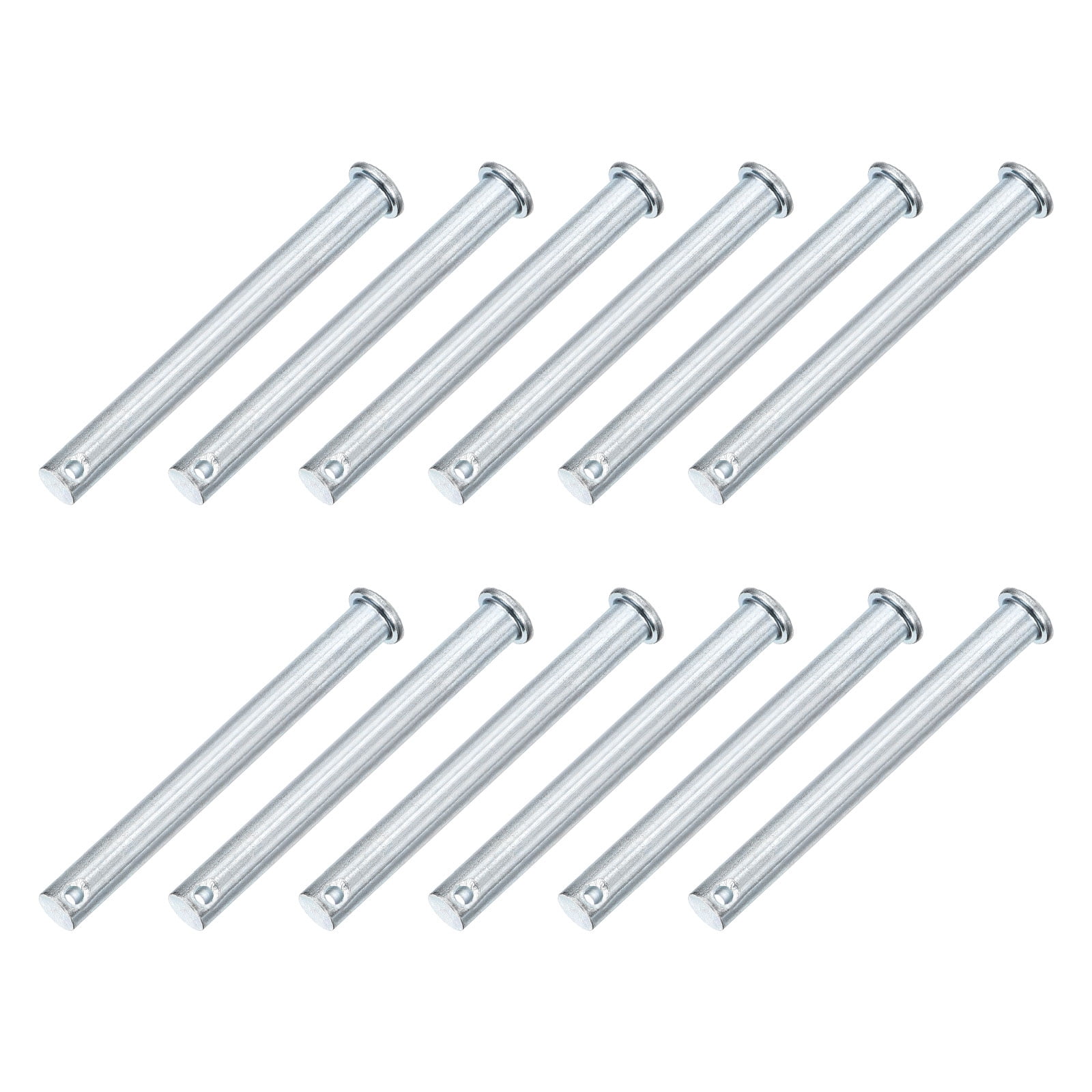 12Pcs M10 x 90mm Single Hole Clevis Pins, Zinc-Plated Carbon Steel Flat Head Pin