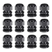 12Pcs M25 Cable Gland Waterproof Plastic Wire Glands Joints Black for 9-17mm Dia