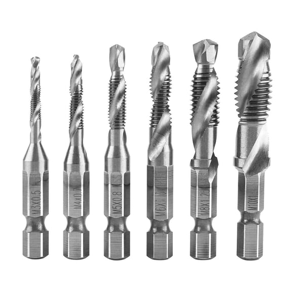 12Pcs M3-M10 HSS 1/4" Hex Shank Screw Thread Tap Drill Bit Combination Set US Silver