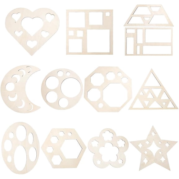 12Pcs MDF Geometric Shape Template White 87-200x120-200x2mm for DIY