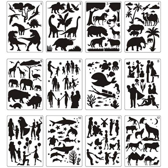12Pcs Mandala Painting Templates Perfect Animal Drawing Stencils Hollow Board for DIY Painting Art