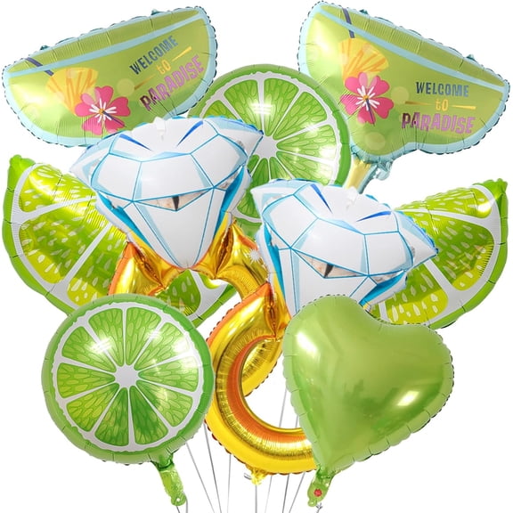 12Pcs Margs and Matrimony Bachelorette Balloons, Lime Diamond Ring Margarita Glass Balloons for Margarita Matrimony Bachelorette Party Wedding Mexican Fiesta Bridal Shower Decorations Supplies
