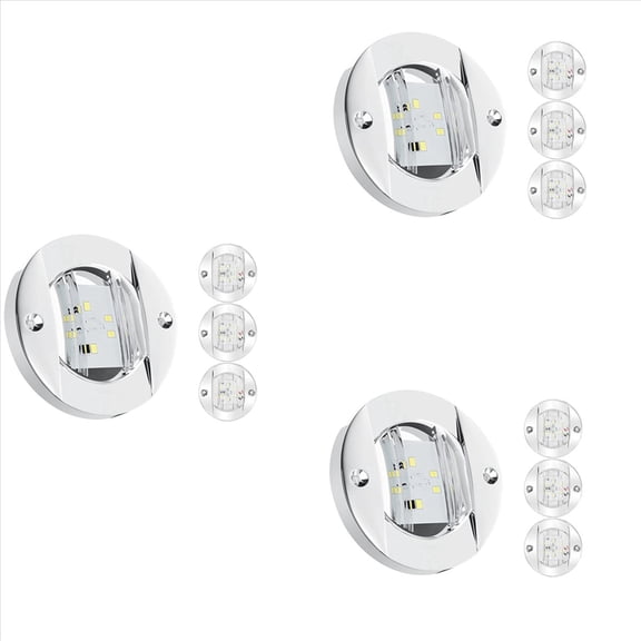 12Pcs Marine Boat Interior Lights,12V LED Boat Deck Courtesy Light 3Inch Round White 6 LED Stern Transom Anchor Light,12 * Boat lights