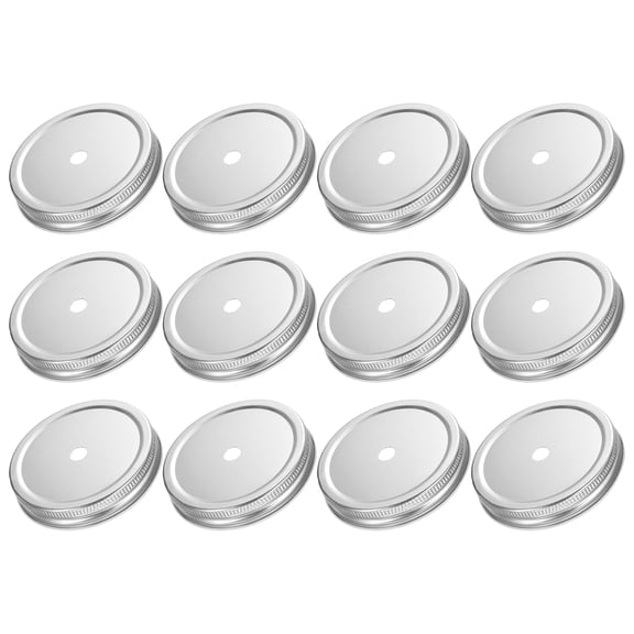 12Pcs Mason Jar Canning Cap, 87mm Regular Mouth Tin Plate Caps Inserts, Silver