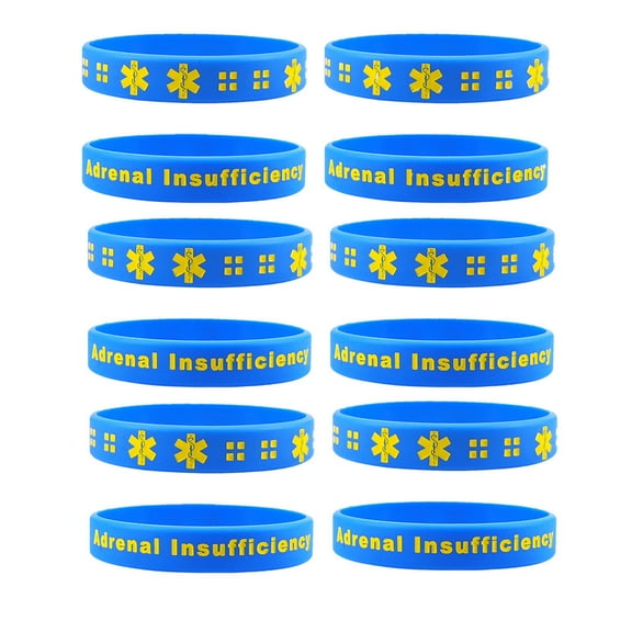 12Pcs Medical Alert ID Bracelets Adrenal Insufficiency Wristband Water-proof Medical Indentification Bracelet Emergency Medical Alert ID Cuff Bracelet with Medical Wallet Insert Card