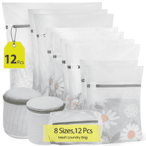 Xueyu 12Pcs Mesh Laundry Bags, Washing Machine Wash Bag with Zipper, Dryer Safe, Clothing Washing Bags for College, Dorm, Travel-1XL, 2L, 2M, 2S, 2 Mini, 3 Cylinder