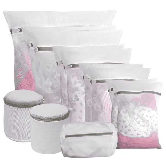 Xueyu 12 Pack 8 Size Laundry Bags with Upgraded Zipper, Dryer Pouch, Travel Storage Organize Bag, Washing Machine Wash Bag for Bra, Jeans, Hosiery, Blouse, Delicates, Lingerie