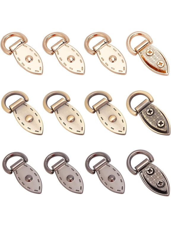 12Pcs Metal Bag Side Clip Buckle 3 Colors Purse Suspension Clasp Hardware Leaf Shape Handbag Chain Strap Connector Alloy D Ring Screwback Lanyard Clasps DIY Shoulder Bag Repair Accessories DIY