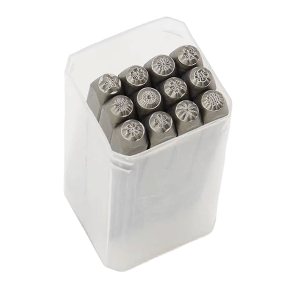 12Pcs Metal Flower Set for Imprinting Metal Leather 1/8” 1/4'' (3mm 6mm) Stamping Tool Set for Craft