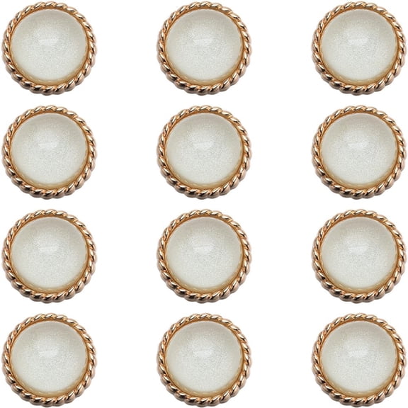 12Pcs Metal Shank Coat Buttons 25mm Clear Glass Dome Black Shimmer Layer Sewing Button Base Shank Buttons with Light Gold Tone Alloy Findings DIY for UniDIY forms Suits Blazer Coat Jacket Beige
