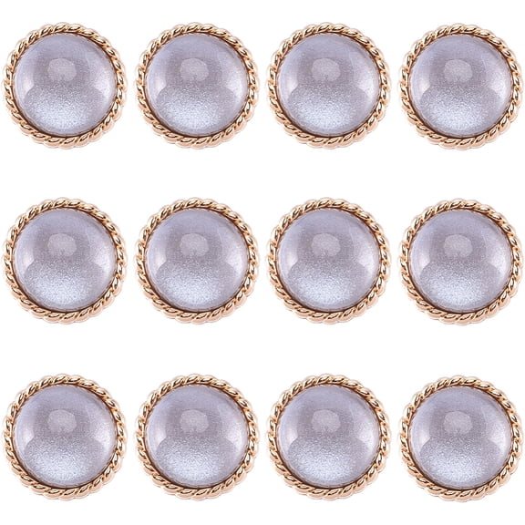 12Pcs Metal Shank Coat Buttons 25mm Clear Glass Dome Black Shimmer Layer Sewing Button Base Shank Buttons with Light Gold Tone Alloy Findings DIY