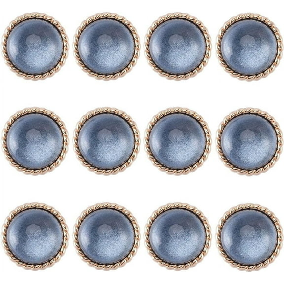 12Pcs Metal Shank Coat Buttons 25mm Clear Glass Dome Black Shimmer Layer Sewing Button Base Shank Buttons with Light Gold Tone Alloy Findings