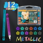 12Pcs Metallic Pens, Marker Pens, Magic Markers, Drawing Markers, Acrylic Markers, Paint Markers, Paint Pens for Crafting and DIY, Acrylic Paint Markers, Rock Painting, Scrapbook