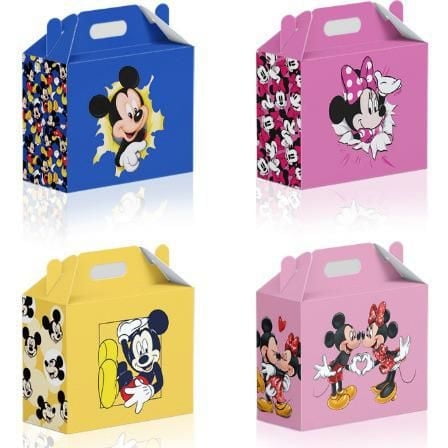12Pcs Mickey Party Gift Boxes Party Favors/Candy Boxes, Tote Boxes, Gift Boxes for Kids Paper Favor Packs Adults Birthday Party Decora