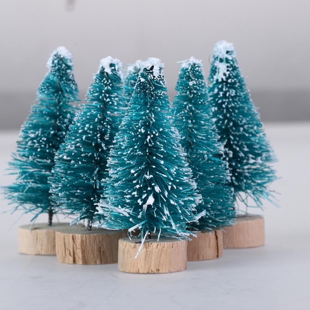 12Pcs Mini Christmas Trees Bottle Brush Trees Miniature Sisal Snow