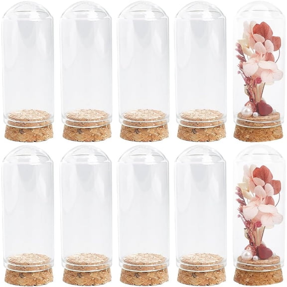 12Pcs Mini Cloche Glass Dome 30x70mm Dome Glass Jars with Cork Base Clear Glass Display Dome Cloche Bell Jar Small Glass Bell Jars for Flower Storage Home Christmas Party Favor Decor Clear