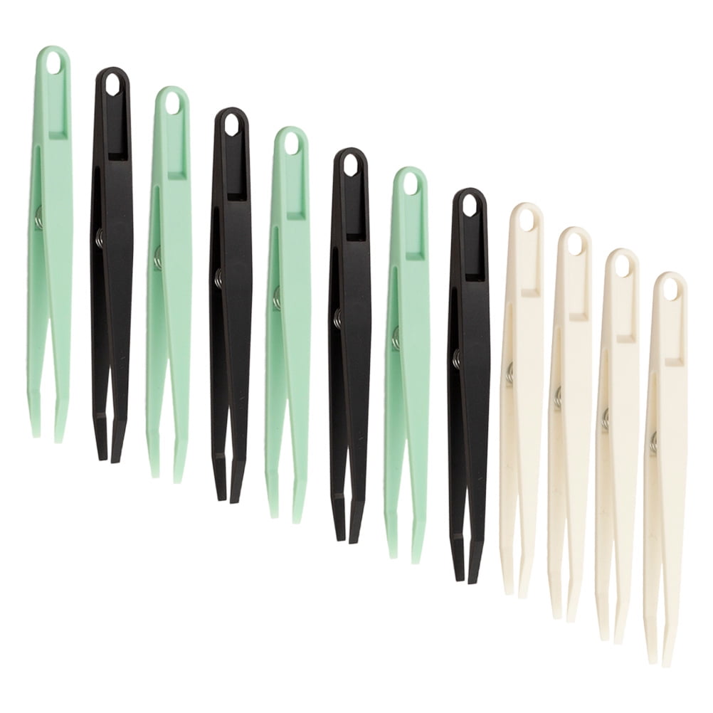 12Pcs Mini Craft Tweezers Steel Flat Headed Making Tweezers for DIY Crafts