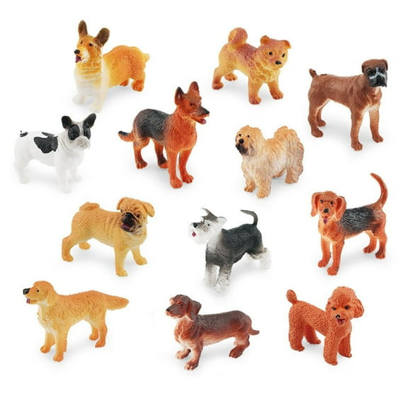 12Pcs Mini Dog Figurines Toy Set, Realistic Detailed Plastic Puppy Figures Playset, Painted Hand Cake Dogs To Ornament, Tiny