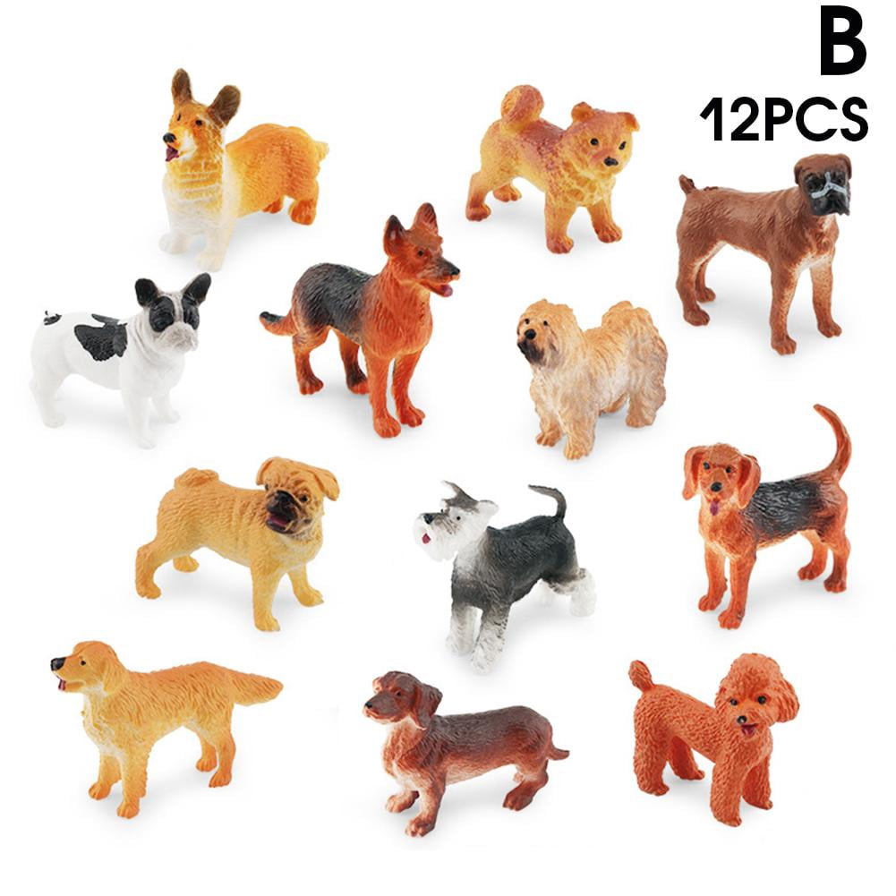 12Pcs Mini Dog Figurines Toy Set, Realistic Detailed Plastic Puppy ...