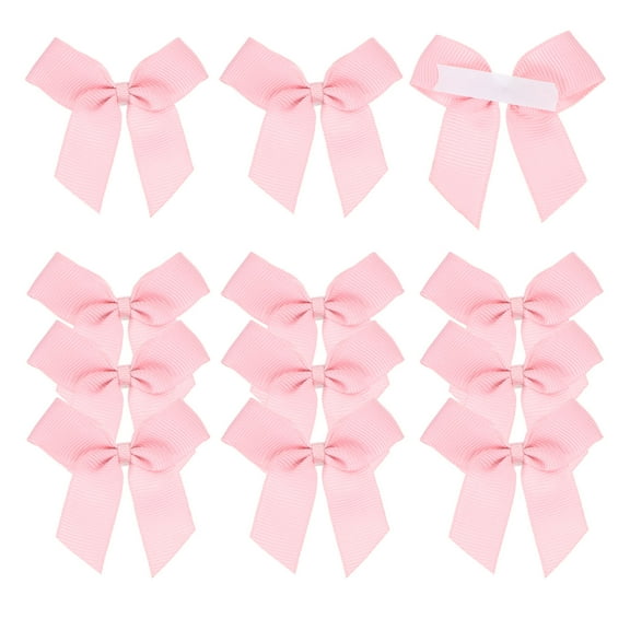 12Pcs Mini Grosgrain Ribbon Bow 2" Self Adhesive Flower Bows Light Pink