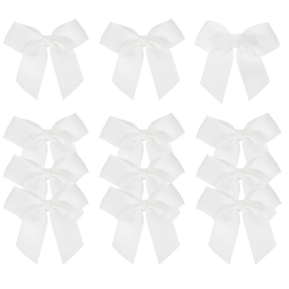 12Pcs Mini Grosgrain Ribbon Bow 2" Self Adhesive Flower Bows White