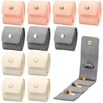 12Pcs Mini Travel Jewelry Bag Travel Jewelry Organizer Case Foldable Small Jewelry Roll for Journey Rings, Necklaces, Earrings, Bracelets,Mini,Soft Pink