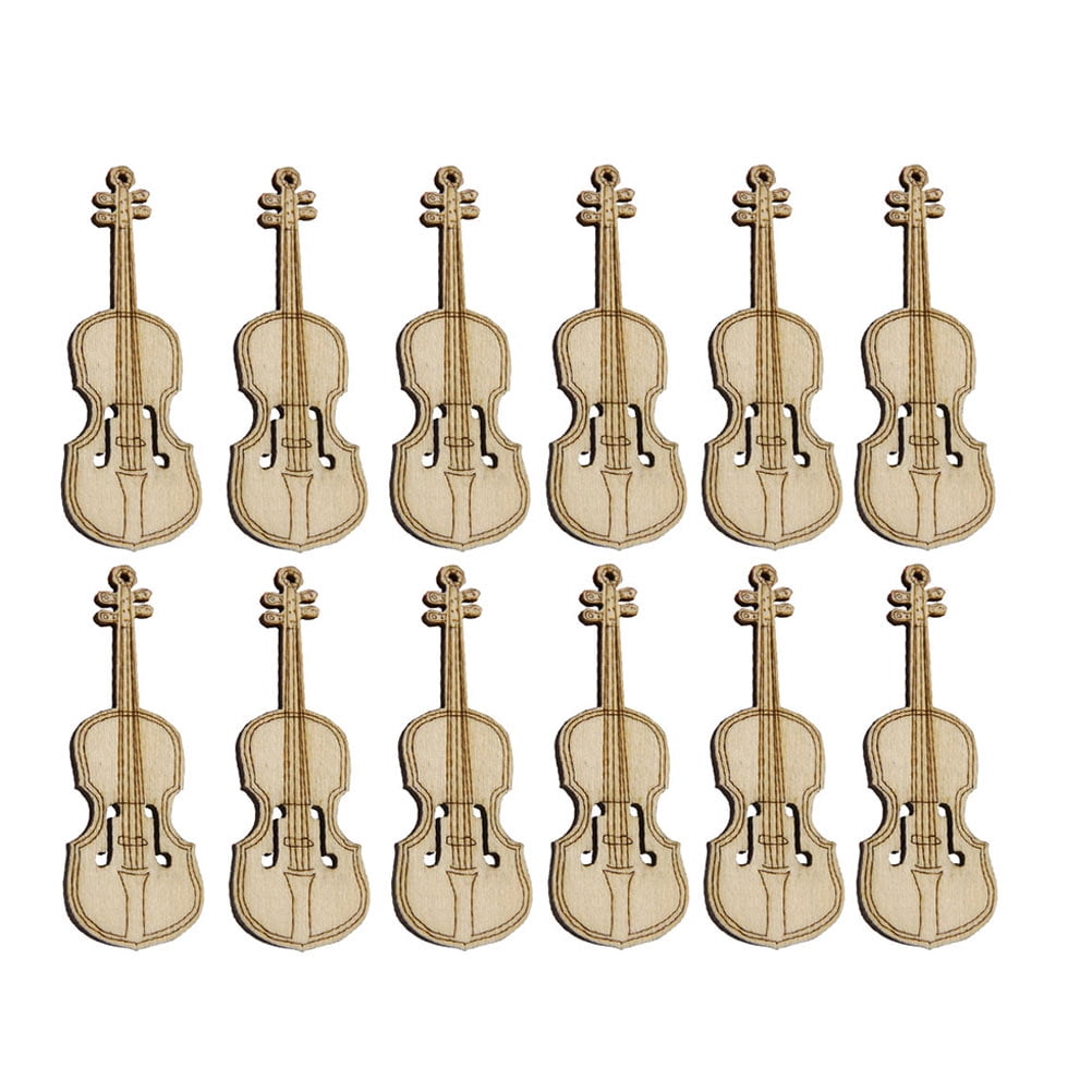 12Pcs Mini Violin Ornaments Wooden Violin Decors Photo Background Props