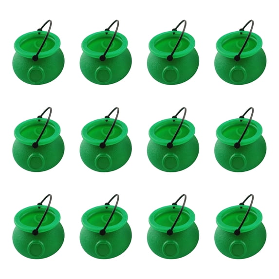 12Pcs Mini Witch Cauldron Candy Buckets, 2.76 Inch Plastic Pots with Handle, Multiple Colors Available for Halloween Party Decor, 1Set