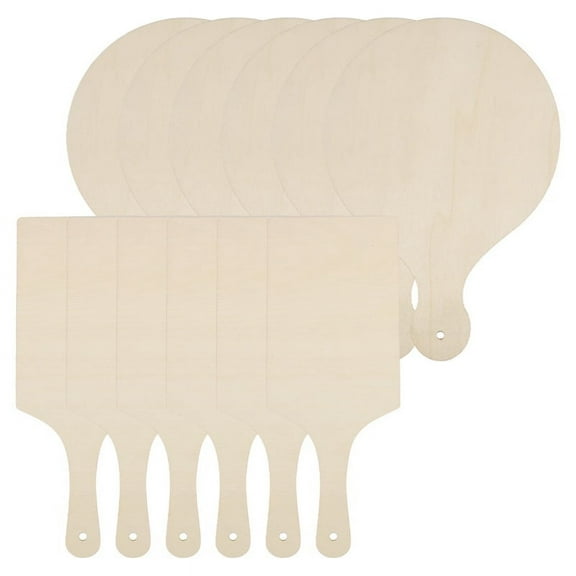 12Pcs Mini Wooden Cutting Boards with Handle Wooden Cutting Board Unfinished Planks for Home Kitchen Cooking Decor,12 x blank wooden signs,Wood color