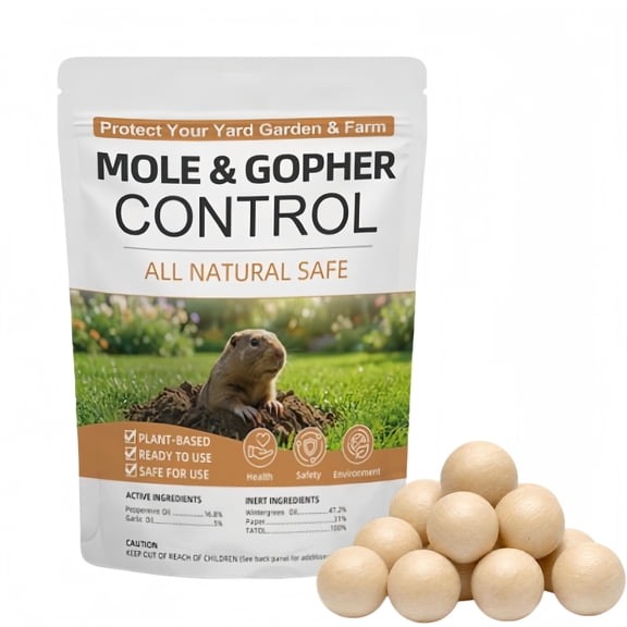 12Pcs Mole and Gopher Repellent Balls, Plant-based Essential Oil Repellent for Outdoor Lawns, Patios, and Garden