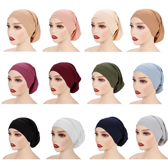 12Pcs Muslim Hat Wrap Scarf Under $5! Kadlawus Women's Winter Knit Hat & Scarf Set, Warm Solid Color Beanie with Wrap, Muslim Hat, Outdoor Cold Weather Headwear, Soft & Stretchy, One Size Fits Many