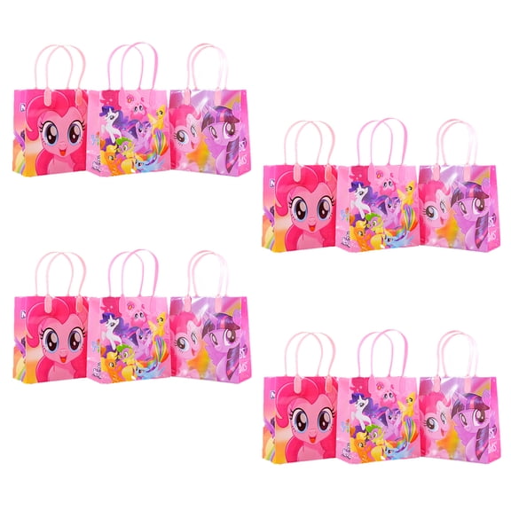 12Pcs My Little Pony Party Favor Goodie Bags | My Little Pony Party Gift Bags Birthday | Reusable | Pink