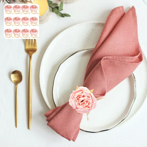 12Pcs Napkin Rings Cloth Simulation Rose Style Napkin Rings Set Versatile Bright Color Napkin Holders Rings for Wedding Banquet Birthday Party