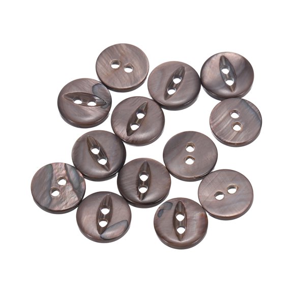 12Pcs Natural Shell Buttons, 2 Hole 11.5mm Mother of Pearl Buttons, Fish Eye Button for Shirt Coat Suits Jacket Jeans Skirt Pants Dress Sewing Craft DIY Decoration, Gray