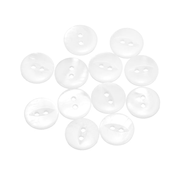 12Pcs Natural Shell Buttons, 2 Hole 12mm Mother of Pearl Buttons, Fish Eye Button for Shirt Coat Suits Jacket Jeans Skirt Pants Dress Sewing Craft DIY Decoration, White