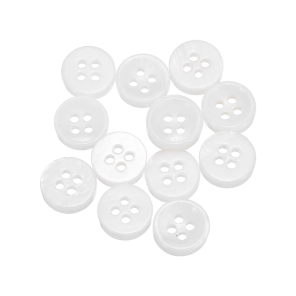 12Pcs Natural Shell Buttons, 4 Hole 10mm Mother of Pearl Buttons, Bowl Type Button for Shirt Coat Suits Jacket Jeans Skirt Pants Dress Sewing Craft DIY Decoration, White