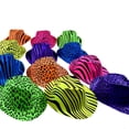 thumbnail image 1 of 12Pcs Neon Animal Print Plastic Party Hats - Fedora with Gangster Mafia Style - UV Blacklight Glow Party Stars Rave Hats, 1 of 7